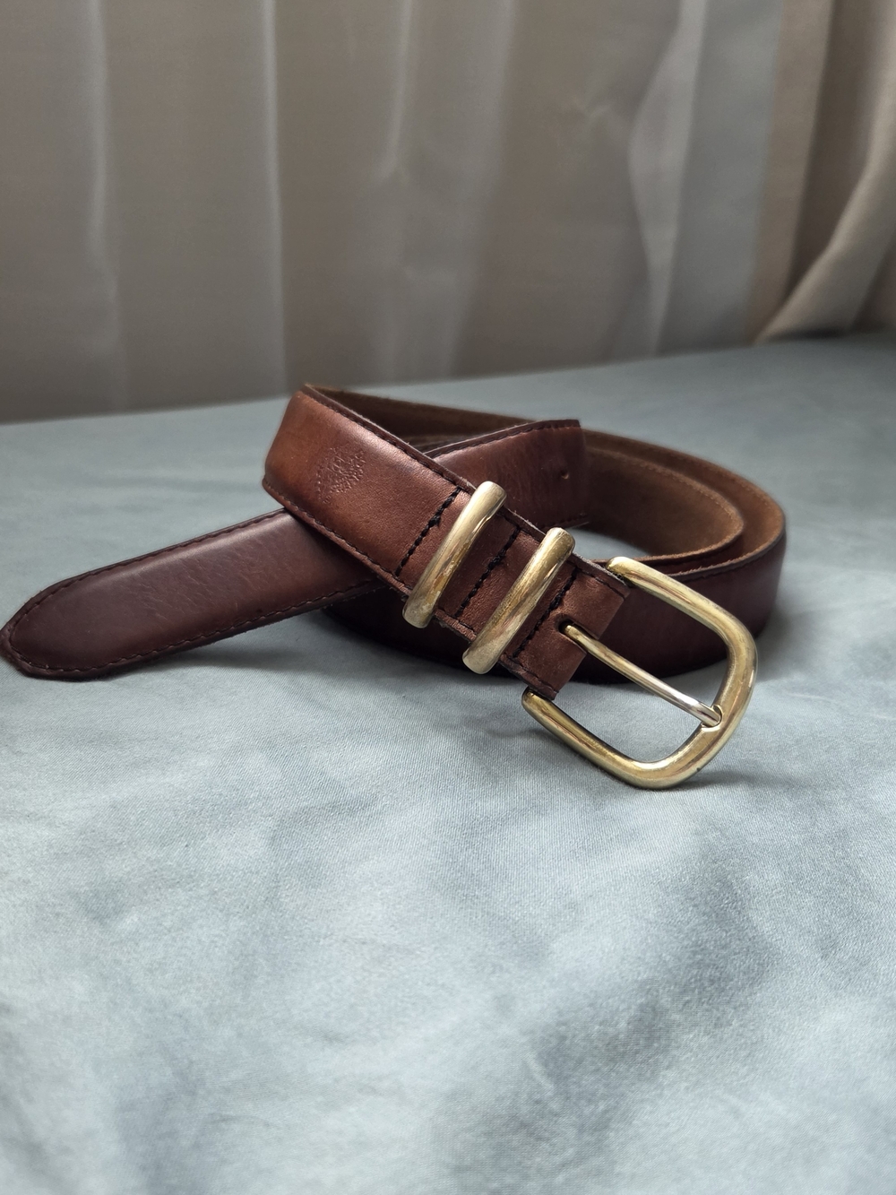 Vintage Dockers Brown Leather Belt with Brass Buckle
